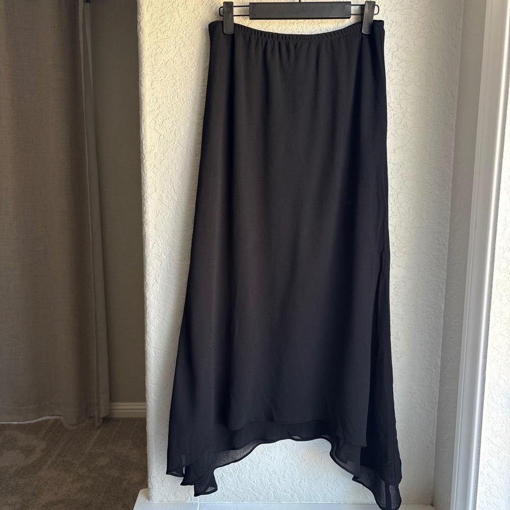MSK Women M Vintage 90 Midi Skirt Black Chiffon Layered Whimsygoth Handkerchief